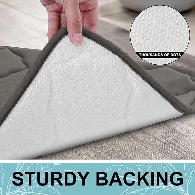 OLANLY Memory Foam Bath Mat Rug 24x16, Ultra Soft and Absorbent Bathroom Rugs, Non-Slip, Comfortable, Machine Washable Bath Carpet for Bathroom Floor, Tub, Shower and Home Decor Accessories, Taupe