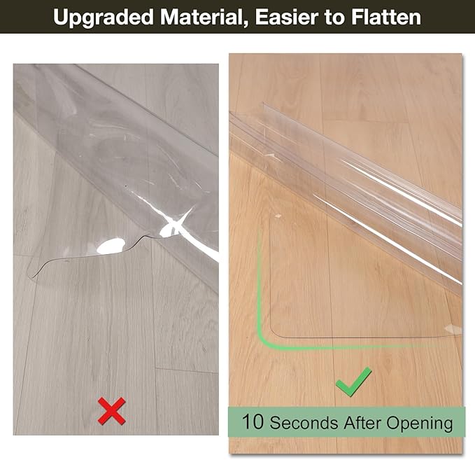 Crystal Clear Floor Mat 8×12ft, Upgraded Easy Flat Waterproof Vinyl Rug Cover, Large Stain-Resistant Plastic Area Rug Floor Protector for Kitchen, Dining Room, or High-Traffic Areas