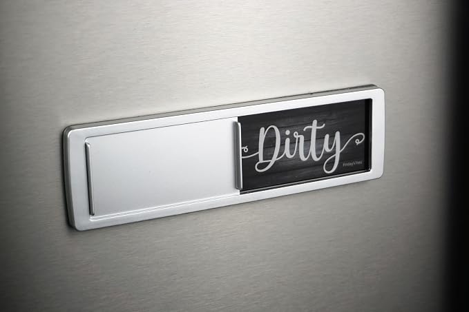 Dishwasher Magnet Clean Dirty Sign - Magnetic Signs That Say Clean/Dirty - Optional Sticker Adhesive for Non-Metal Stainless Steel Dish Washers - Dark Farmhouse