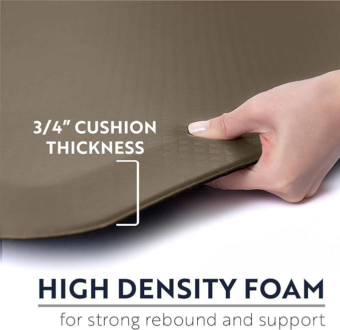 KANGAROO Anti Fatigue Mats for Kitchen Floor, 39x20, Reduce Foot, Knee, Back Pressure, 3/4 Inch Thick Cushioned Ergonomic Mat, Waterproof Comfort Rug for Under Sink, Standing Desk, Store Floors, Beige