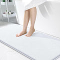 OLANLY Thick Memory Foam Bathroom Runner Rugs 47x24, Extra Soft Absorbent Long Bath Rug, Quick Dry Bath Mats, Non-Slip, Machine Washable Mat for Bathroom, Tub and Shower, Home Decor Accessories, White