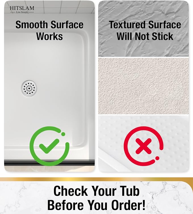 HITSLAM Shower Bathtub Mat Non Slip, 24"x 24" Bath Mat for Tub, Soft PVC Shower Mats for Inside Shower with Suction Cups and Center Drain Hole, Machine Washable Bathroom Floor Mat, Blue