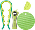 Jar Bottle Opener for Weak Hands,4 &5 in 1 Multi Function Non-Slip Can Lid Opener Tools with Silicone Jar Gripper Pad,Suitable for Seniors,Children and Arthritic Hands (Fruit Green)