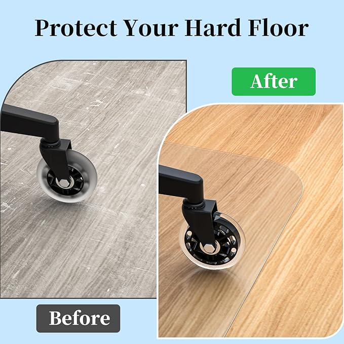 Tonaus Office Chair Mat 30"×48", Chair Mat for Hardwood Floor Transparent Clear PVC Floor Protector for Home Office Study Wooden Floors