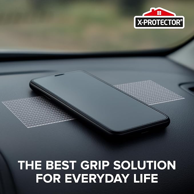 X-Protector Rubber Grip Tape Strips - 10 PCS Pack of Non-Abrasive Grip Stickers - 2"x8.5" Heavy-Duty Non Slip Adhesive Strips - Clear Waterproof Rubberized Grip Tape for Handles!