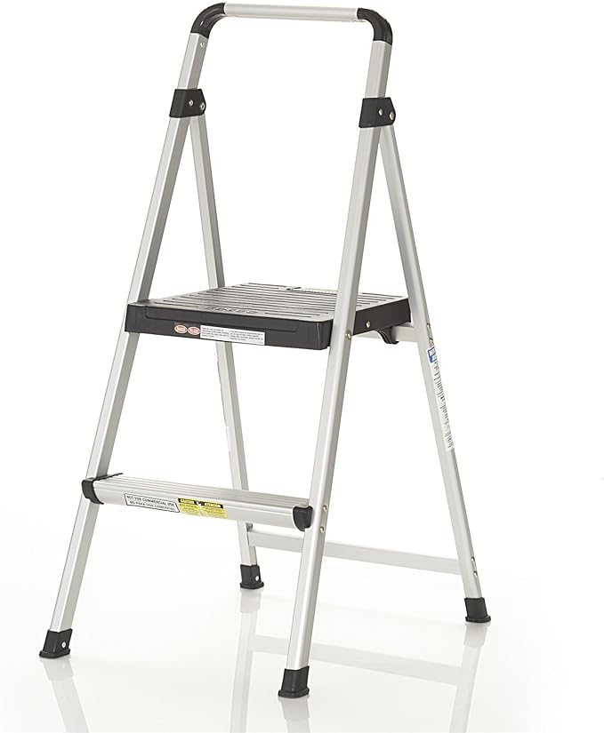 COSCO 2 Step Lite Solutions Folding Step Stool, Aluminum/Black