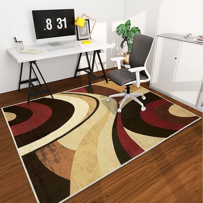 Office Chair Mat for Hardwood Floor, 72"x48" Easy Glide Computer Desk Mat Protector for Rolling Chair Under Desk Rug Nonslip Backing, Machine Wash, (Modern)
