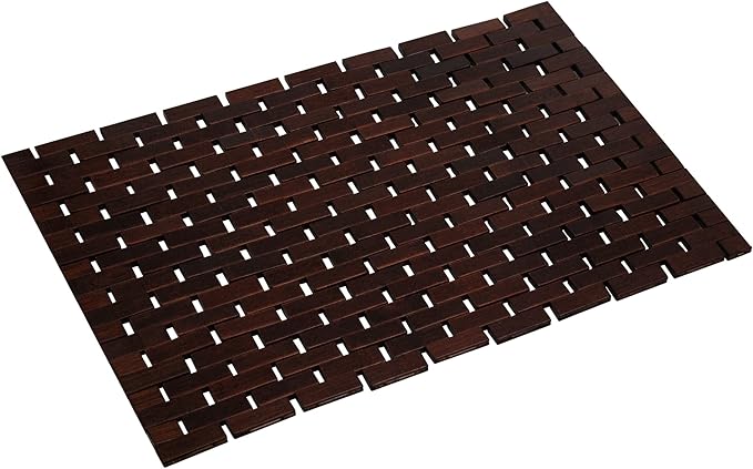 Bath Mat Bathroom Rugs Floor Wood Shower Bathtub Waterproof Non Slip Accessories 16x24 Inch Easy to Clean, Brown, 1 pc