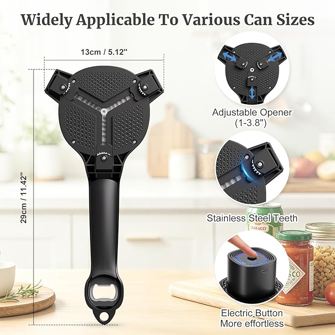 Rechargeable Electric Jar Opener, 2-in-1 Jar Opener Electric And Bottle, With Power-Clamp Technology, Easy Opening Opener For Weak Hands & Seniors & Arthritis, Includes Free Rubber Gripper Pad