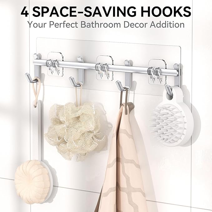 YASONIC Shower Caddy Adhesive, Rustproof Shower Organizer with Soap Holder, Large Capacity Shower Shelves for Inside Shower, No Drilling Bathroom Organizers and Storage for Home Decor（6 Pack Silver）