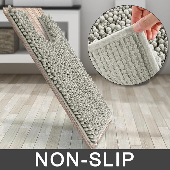 Yimobra Toilet Rug U Shaped Washable 24x20 Inch - Ultra Soft Absorbent Chenille Bath Rugs for Toilet, Quick Dry & Machine Washable, Non Slip Contour Bathroom Mat, Sand
