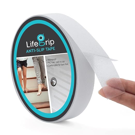 LifeGrip Anti Slip Transparent Anti Slip Tape, 1 inch by 30 feet, Non-Slip Traction Grip Tape to Tubs, Boats, Stairs, Clear, Soft, Comfortable for Bare feet (1" X 30')