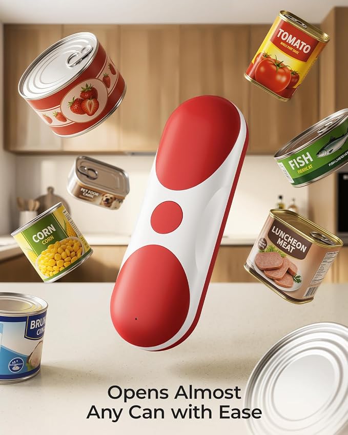 Electric Can Opener, One-Touch Automatic Can Opener, USB Rechargeable Electric Can Opener for Seniors with Arthritis- Cordless Battery Powered, Side Cut, Smooth Edge, Handsfree, for Any Size Cans