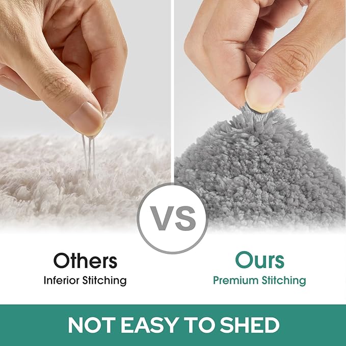 HOMEIDEAS Bathroom Rugs Sets 2 Piece, Super Soft and Absorbent Non Slip Microfiber U-Shaped Toilet Bath Mat Set (20"x32"+U20 x24, Grey)