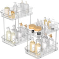 Incostar 2 Tier Pull-Out Organizer for Bathroom Kitchen, Under Sink Storage with Dividers, Ideal for Cabinet, Cupboard Organization, Slide-Out Clear Storage, 2 Pack