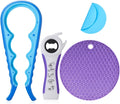 Jar Bottle Opener for Weak Hands,4 &5 in 1 Multi Function Non-Slip Can Lid Opener Tools with Silicone Jar Gripper Pad,Suitable for Seniors,Children and Arthritic Hands (Dark Blue)