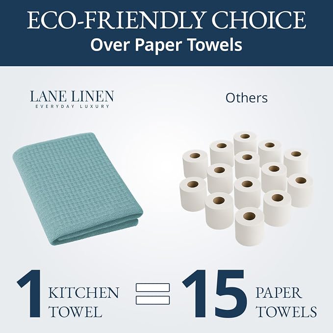 LANE LINEN Kitchen Towels & Dishcloths Set of 12-100% Cotton, Quick-Drying 18” x 28” Absorbent Dish & Tea Towels, Soft Hand Towels for Kitchen - Aqua