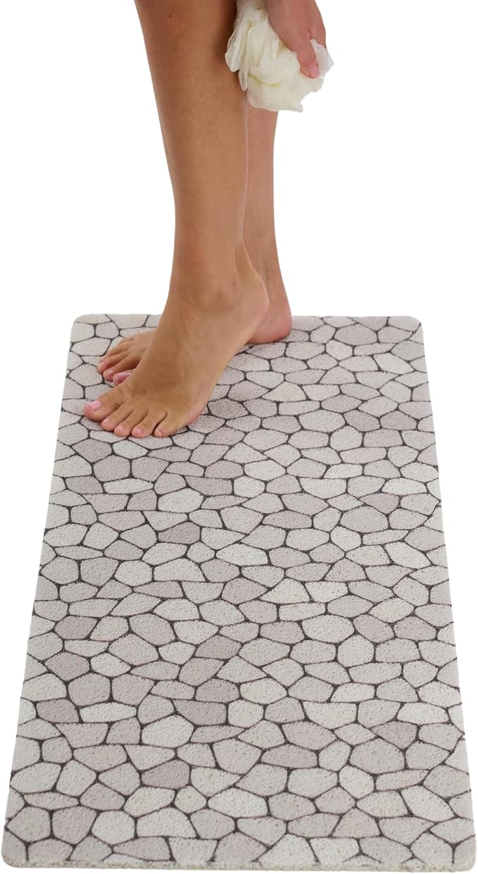 Non Slip Bathtub Mat Shower Mat for Tub - Loofah Bath Mats for Bathroom - 40x16 Bathtub Floor Mat - Textured Anti Slip Bath Mat Without Suction Cups - Secure Mat for Wet Areas (40x16 Pebble)