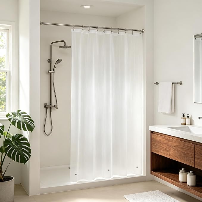 Barossa Design 54" x 78" Frosted Stall Shower Curtain Liner with 3 Magnets - Waterproof PEVA Shower Liner for Bathroom Stall, PVC Free, Metal Grommets - Frost, 54x78