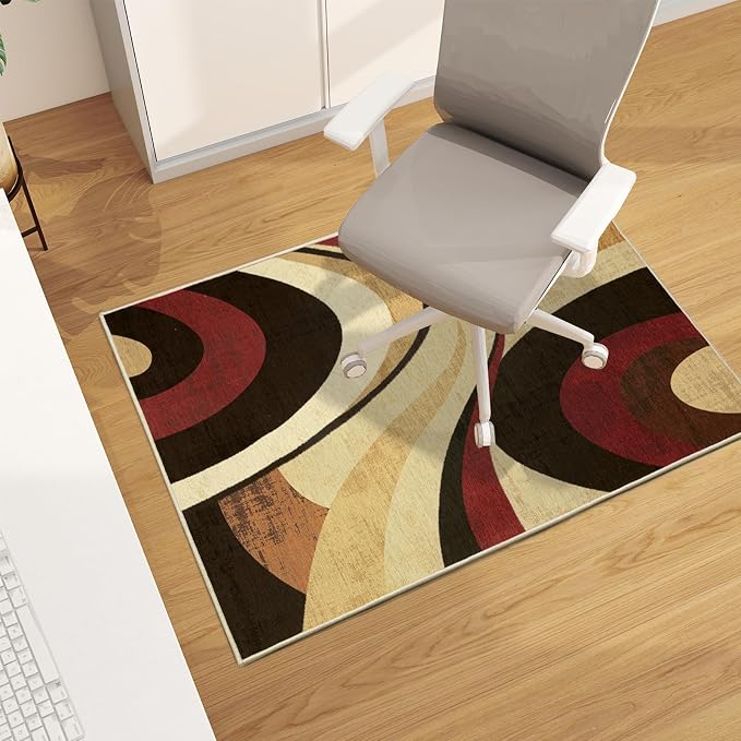 Office Chair Mat for Hardwood Floor, 48"x36" Easy Glide Computer Desk Mat Protector for Rolling Chair Under Desk Rug Nonslip Backing, Machine Wash, (Modern)