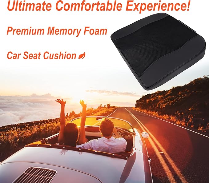 Lofty Aim Car Seat Cushion, Comfort Memory Foam Car Cushions for Driving - Sciatica & Lower Back Pain Relief, Driver Seat Pillow for Auto, Office Chair, Wheelchair - Black