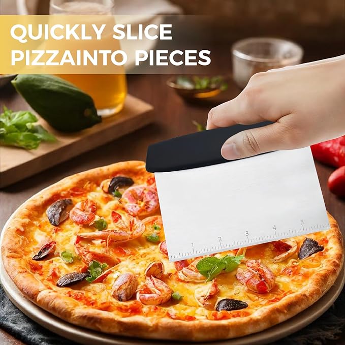 Bench Scraper, Stainless Steel Food Scraper Tool,Dough Scraper and Pastry Cutter With Scale,Food Chopper Baking Supplies Kitchen Gadgets