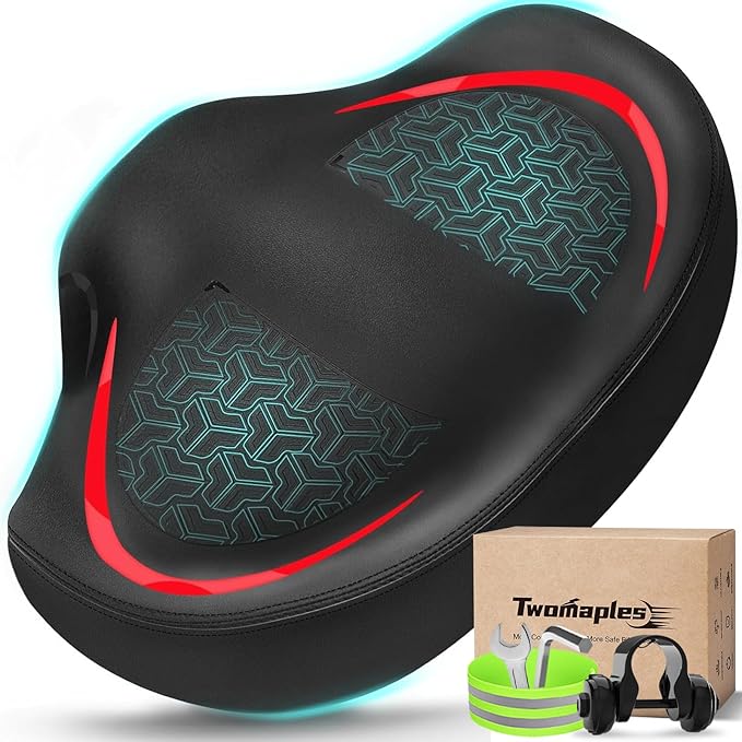 Noseless Bike Seat Cushion for Men & Women - Extra Padding & Comfort Wide Bicycle Seat, Oversized Comfortable Saddle for Peloton Bikes, Exercise Bikes, Electric Bikes, Cruiser Bikes