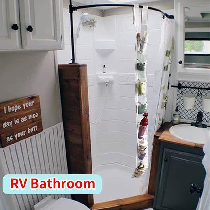 Mesh Shower Caddy Hanging,Hanging Organizer with 7 Pockets,Made of Premium Polyester,as a Hanging Mesh Organizer for the Bathroom of Your Home, Camper, RV, Or Cruise(2Pack)
