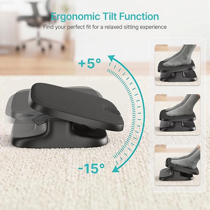 PEGZONE Under Desk Footrest, Adjustable Foot Rest with Height and Degree Angle,Ergonomic Desk Foot Rest with Memory Foam, Foot and Leg Rest for Home & Office