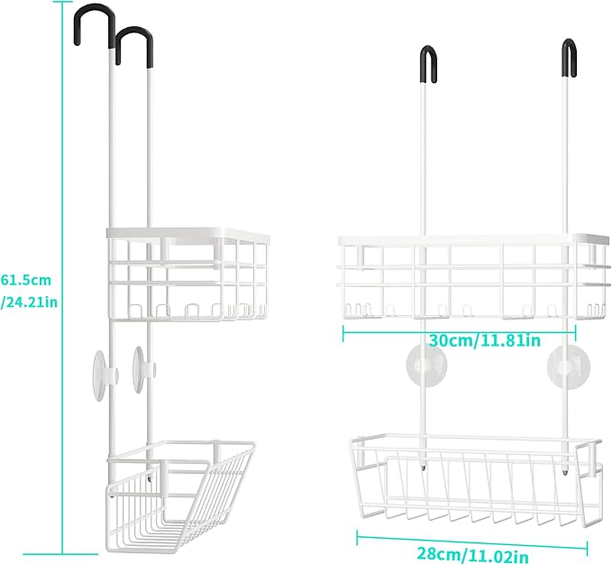 HapiRm Hanging Shower Caddy Organizer - No Drilling Shower Organizer with Inclined Shelf, Rustproof & Waterproof 304 Stainless Steel Bathroom Caddy - White