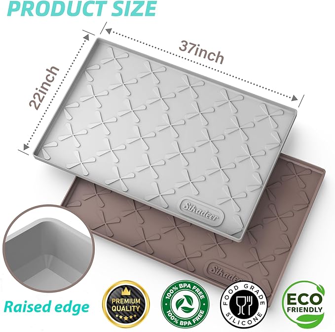 SIKADEER 37" x 22" Under Sink Mat Waterproof, Silicone Mat Kitchen Drawer Shelf and Cabinet Liner, Sink Protector for Kitchen Organizers and Storage, Boot Tray Pet Food Mats