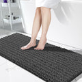 Yimobra Bathroom Runner Rug 60x24 Inch - Extra Long Non Slip Chenille Bath Mat, Soft & Absorbent, Machine Washable Shaggy Hallway Carpet for Vanity Tub Shower, Dark Gray Home Decor Accessories