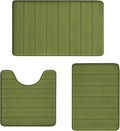 Sage Green Bathroom Rugs Sets 3 Piece Memory Foam Non Slip Bath Mats for Bathroom Floor and U-Shaped Contour Toilet Rug, Soft Washable Bathrom Sets Mats and Rugs Sets for Toilet Shower Sink