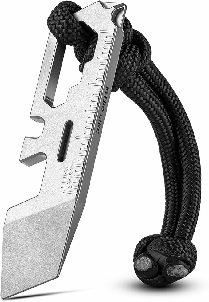 KEEPO LINK Pocket Pry Bar with Bottle Opener, Ruler, Wrench & Screwdriver, 6-in-1 Titanium Pry Bar Keychain Multitool for EDC Carry, OLT09