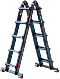 LANBITOU Ladder, A Frame 5 Step Ladder Extension, 17 Ft Anti-Slip Multi Position Ladder, Storage Folding Ladder, 330 lbs Security Load Telescoping Aluminum Ladders for Stairs Home Indoor Outdoor Roof
