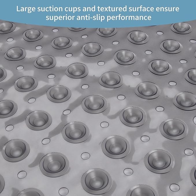 Bath Tub Shower Mat,Non Slip Machine Washable Bathroom Mat,Suction Cups and Drain Holes for Easy Cleaning,39.56 X 15.75 Inches(Grey)