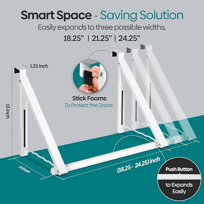 HOLDN’ STORAGE Over The Door Hanger Foldable - Over The Door Rack for Hanging Towels, Coats & Clothes - Over The Door Hanger Hooks for Bedroom, Washroom and Office.