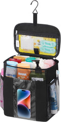 Lifewit Mesh Shower Caddy Bag Portable, Quick Dry Hanging Bathroom Organizer with PVC Phone Bag, College Dorm Room Essentials for Travel, Gym, Camping, Toiletry Tote for Women Men, Large, Black