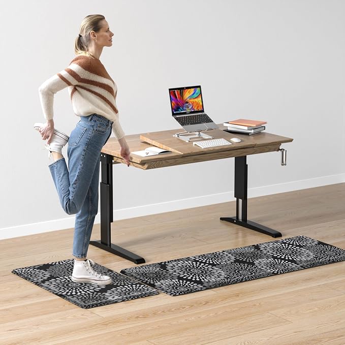 LuxStep Kitchen Mat Cushioned Rugs Anti-Fatigue Mats for Kitchen Floor,Waterproof Non-Slip Mats and Rugs Set for Office,Floor,Laundry 17.3"×30"+17.3"×47",Black