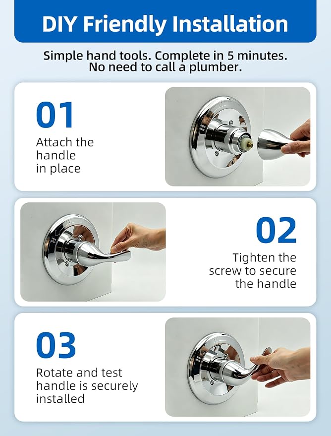 RP48717 Shower Handle Kit Replacement for Delta 13 14 1300 1400 Series, Shower Knob Replacement, Chrome Lever