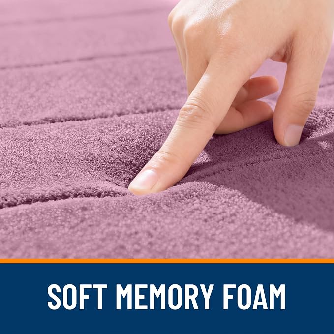 OLANLY Memory Foam Long Bathroom Rugs Runner 70x24, Super Soft Absorbent Bath Mat, Quick Dry, Machine Washable Shower Floor Rugs, Bathmat Carpet, Bathroom Home Decor Accessories, Deep Plum