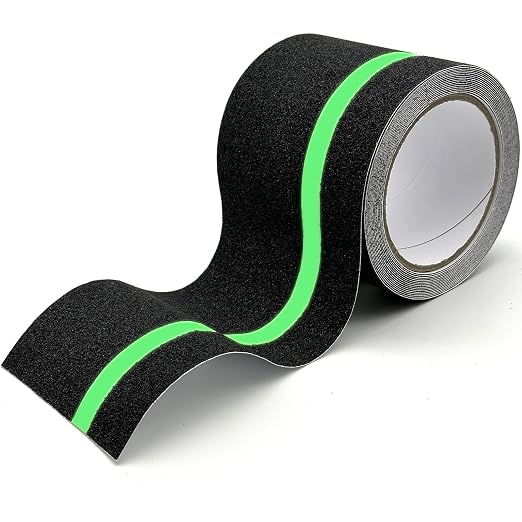 Anti-Slip Tape with Glow in the Dark, 4Inch x 16.4Ft Non Skid Traction Tape for Stairs, Floors, Decks, Indoors & Outdoors, Waterproof PVC Safety Grip Tape with Glow