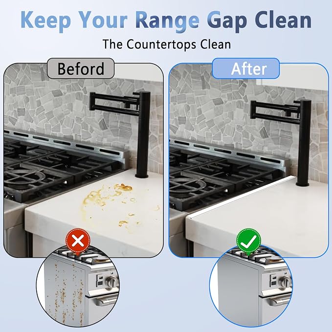 Stove Gap Covers Stainless Steel, 2 Pcs Stove Gap Filler for Counter Side Gap, Retractable Length 13.8" to 27.5"