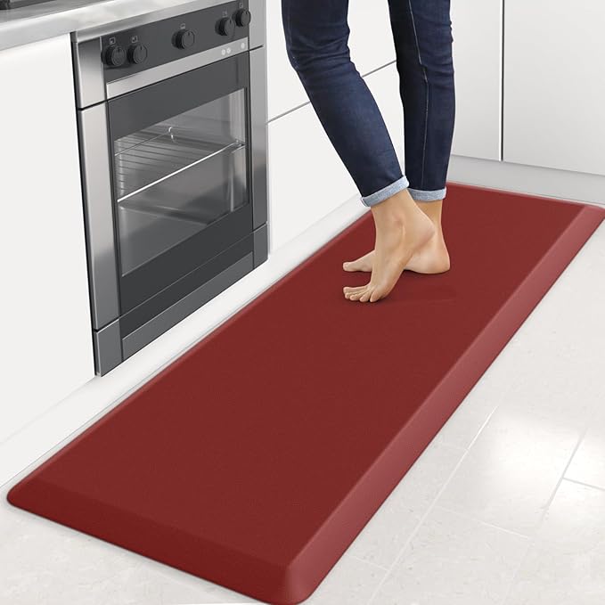 4/5 Inch Thick Kitchen Mats for Floor, StepRite Kitchen Rug for Standing Desk, Non-Slip, Thicker, Stain & Water Resistant, Comfort Anti Fatigue Floor Mat for Home, Kitchen, Office - Red,70 * 24''