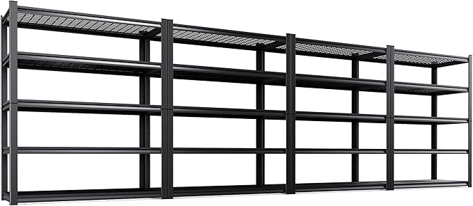 4-Pack Heavy Duty Garage Shelving for Large Storage & Garage Organization, 78"H x 46"W x 20"D 5-Tier Adjustable All Metal Wire Shelf for Tools, Storage Bins, Bulk Items, Warehouse & Workshop