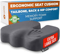 5 STARS UNITED Seat Cushion - Memory Foam Chair Cushion for Tailbone Pain Relief - Ergonomic Support for Coccyx, Sciatica & Butt - Office, Desk & Gaming Chair, Car Seat, Wheelchair, Airplane, D Gray