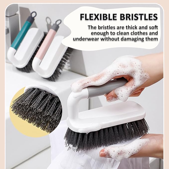 Scrub Brush, Scrubbing Cleaning Brushes, Heavy Duty Cleaning Brushes with Handle, for Shower, Bathroom, Carpet, Kitchen and Bathtub Scrubber, 2 Pack (Blue)