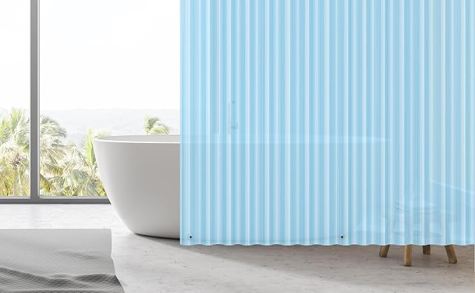 EHZNZIE Clear Blue Shower Curtain Liner 72x72, PEVA Waterproof Bath Curtain, No Chemical Smell, 3 Weighted Magnets, Durable with Rustproof Metal Grommets