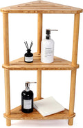Bamboo Corner Shower Caddy Stand 3-Tier Waterproof,Free Standing Bathroom Corner Shelf Shower Stool Organizer for Inside Shower,Space-Saving Storage Shower Shelves with Anti-Slip Feet