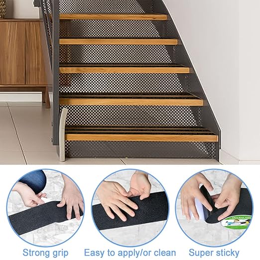 Yorwe Anti Slip Tape, High Traction,Strong Grip Abrasive, Not Easy Leaving Adhesive Residue, Indoor & Outdoor (6" Width x 190" Long, Black)